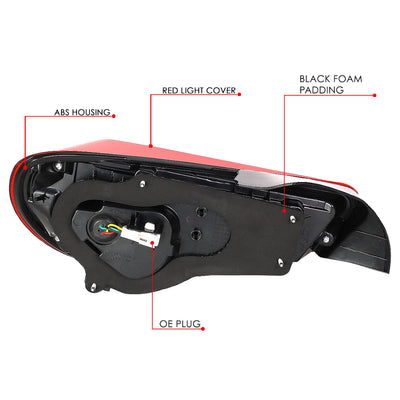 D-Motoring - 13-18 Scion Fr-S Toyota 86 Tail Lights - Sequential LED Turn Signal - Red Lens - Plug-n-play - Pair - 5