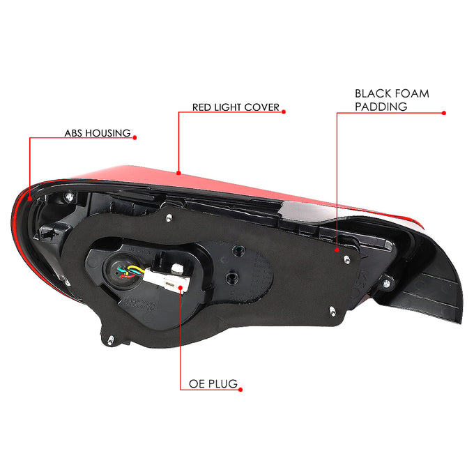 D-Motoring - 13-18 Scion Fr-S Toyota 86 Tail Lights - Sequential LED Turn Signal - Red Lens - Plug-n-play - Pair - 5