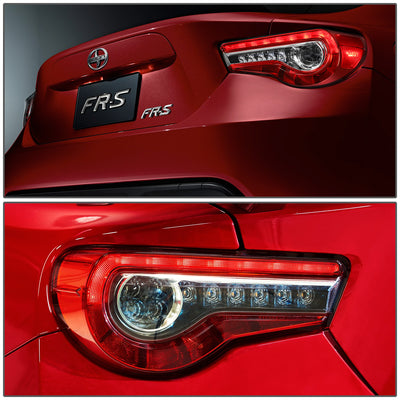D-Motoring - 13-18 Scion Fr-S Toyota 86 Tail Lights - Sequential LED Turn Signal - Red Lens - Plug-n-play - Pair - 6