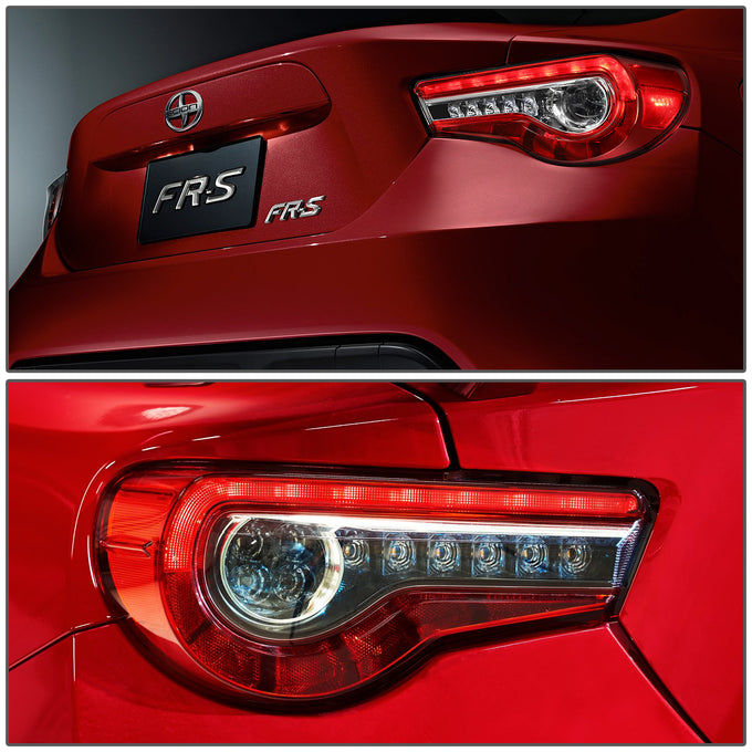 D-Motoring - 13-18 Scion Fr-S Toyota 86 Tail Lights - Sequential LED Turn Signal - Red Lens - Plug-n-play - Pair - 6