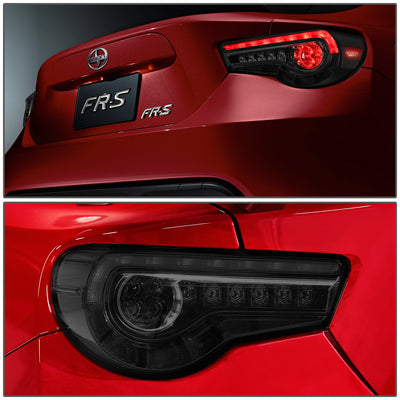 D-Motoring - 13-18 Scion Fr-S Toyota 86 Tail Lights - Sequential LED Turn Signal - Smoked Lens - Plug-n-play - Pair - 6