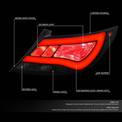 D-Motoring - 12-17 Hyundai Accent 4-Dr SedanTail Lights - 3D LED Bar - Smoked Lens - Plug-n-play - Pair - 2