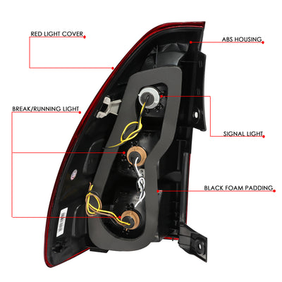 D-Motoring - 03-09 Lexus GX470 Tail Lights - Red Lens - Amber Conner - Plug-n-play - Pair - 6