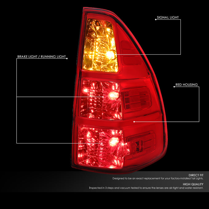 D-Motoring - 03-09 Lexus GX470 Tail Lights - Red Lens - Amber Conner - Plug-n-play - Pair - 2
