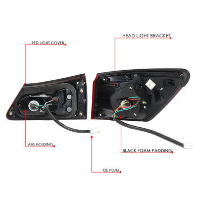 D-Motoring - 06-13 Lexus IS250 IS350 Sedan Tail Lights - Full LED 3D Strip/Brake/Reverse - Red / Clear Lens - Plug-n-play - Pair - 6