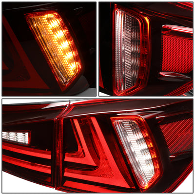 D-Motoring - 06-13 Lexus IS250 IS350 Sedan Tail Lights - Full LED 3D Strip/Brake/Reverse - Red / Clear Lens - Plug-n-play - Pair - 4