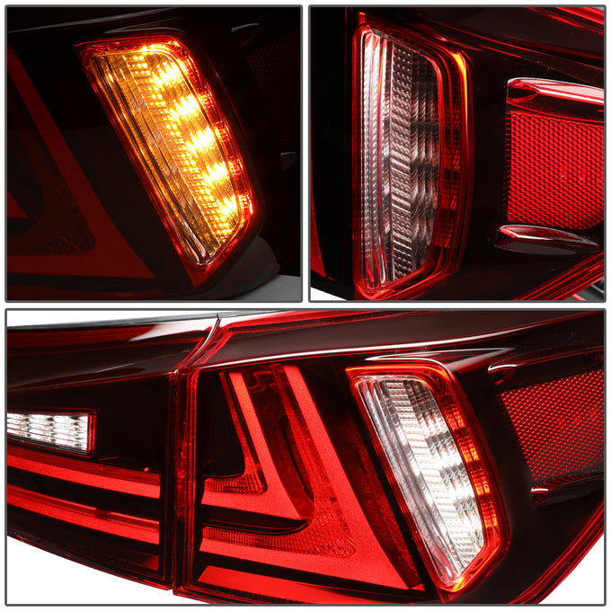 D-Motoring - 06-13 Lexus IS250 IS350 Sedan Tail Lights - Full LED 3D Strip/Brake/Reverse - Red / Clear Lens - Plug-n-play - Pair - 4