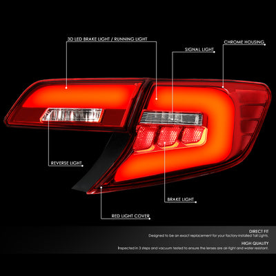 D-Motoring - 12-14 Toyota Camry Tail Lights - 3D LED Bar - Red Lens - Plug-n-play - Pair - 2
