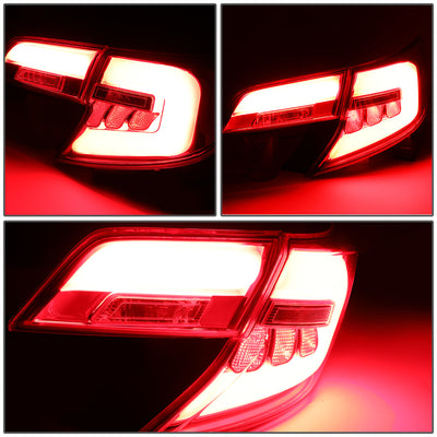 D-Motoring - 12-14 Toyota Camry Tail Lights - 3D LED Bar - Red Lens - Plug-n-play - Pair - 3