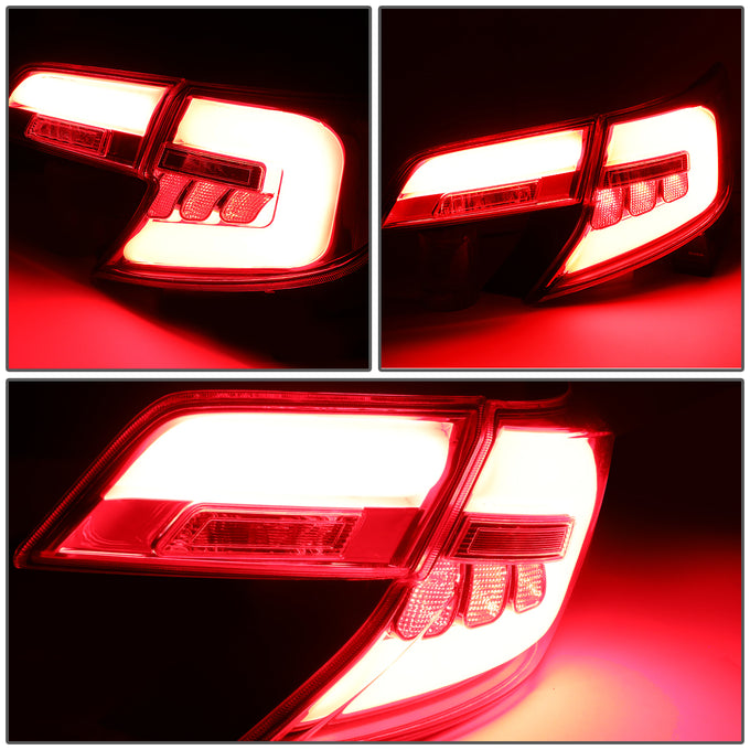 D-Motoring - 12-14 Toyota Camry Tail Lights - 3D LED Bar - Red Lens - Plug-n-play - Pair - 3