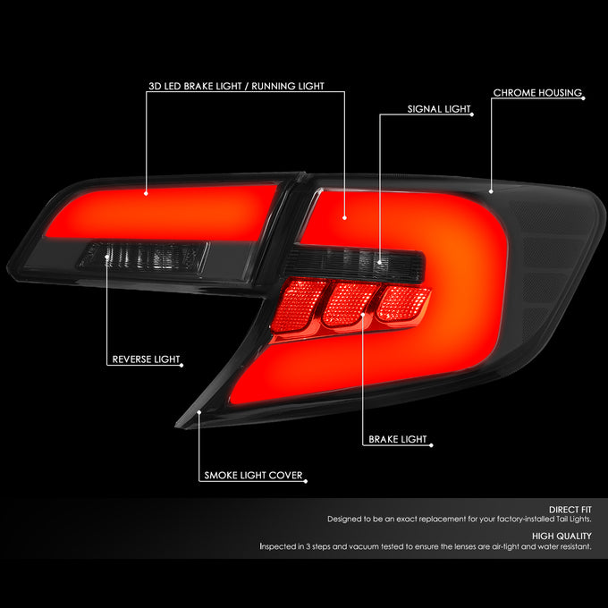 D-Motoring - 12-14 Toyota Camry Tail Lights - 3D LED Bar - Smoked Lens - Plug-n-play - Pair - 2