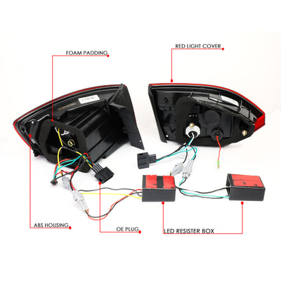 D-Motoring - 11-17 Volkswagen Jetta Sedan Tail Lights - Full LED+3D Strip+Chasing Turn Signal - Red / Clear Lens - Plug-n-play - Pair - 6