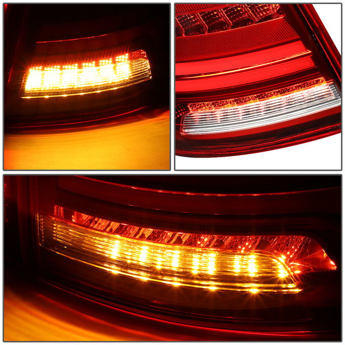 D-Motoring - 11-17 Volkswagen Jetta Sedan Tail Lights - Full LED+3D Strip+Chasing Turn Signal - Red / Clear Lens - Plug-n-play - Pair - 5