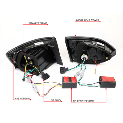 D-Motoring - 11-17 Volkswagen Jetta Sedan Tail Lights - Full LED+3D Strip+Chasing Turn Signal - Smoked Lens - Plug-n-play - Pair - 6