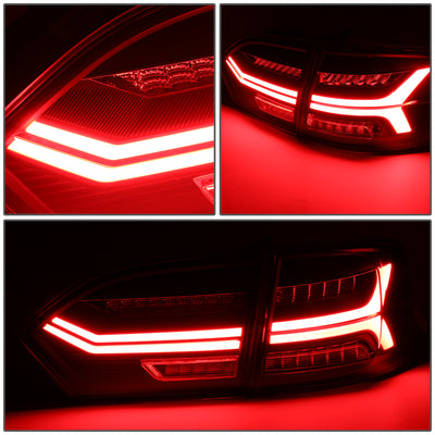 D-Motoring - 11-17 Volkswagen Jetta Sedan Tail Lights - Full LED+3D Strip+Chasing Turn Signal - Smoked Lens - Plug-n-play - Pair - 4
