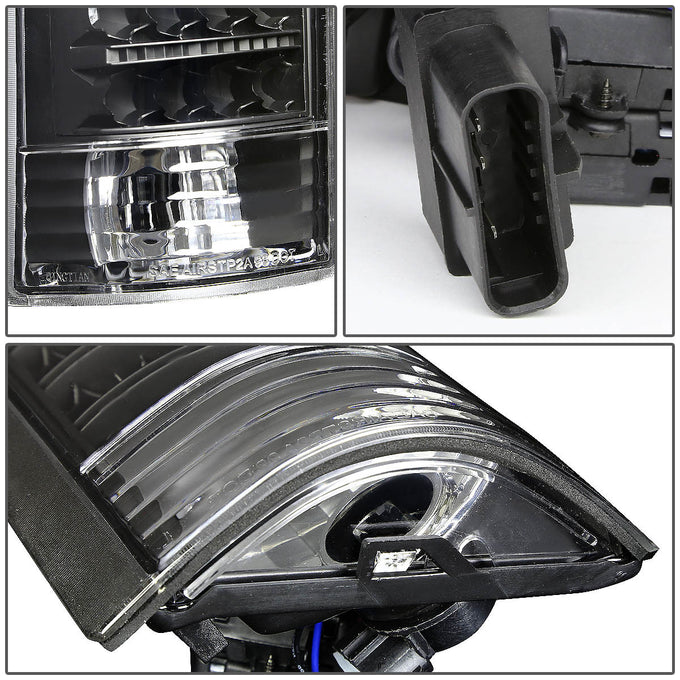 D-Motoring - Tail lights - LED - Black Housing - Clear Lens - Plug-n-Play - Pair - Cadillac Escalade / C(K)1500 / C(K)2500 / C(K)3500 / Suburban / Tahoe - 4