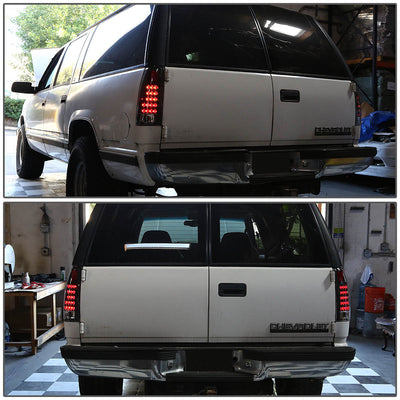 D-Motoring - Tail lights - LED - Black Housing - Clear Lens - Plug-n-Play - Pair - Cadillac Escalade / C(K)1500 / C(K)2500 / C(K)3500 / Suburban / Tahoe - 6
