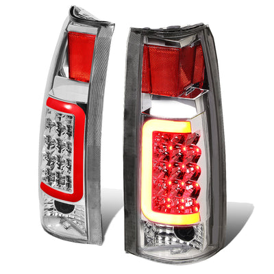 D-Motoring - Tail lights - 3D LED Red Bar - Chrome Housing - Clear Lens - Plug-n-Play - Pair - Cadillac Escalade / C(K)1500 / C(K)2500 / C(K)3500 / Suburban / Tahoe - 1
