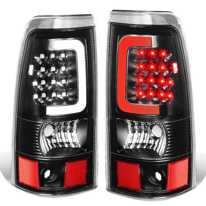 D-Motoring - Tail lights - 3D LED C-Bar - Black Housing - Clear Lens - Plug-n-Play - Pair - Chevy Silverado 1500 / 2500 / 3500 / GMC Sierra 1500 / 2500 / 3500 - 1