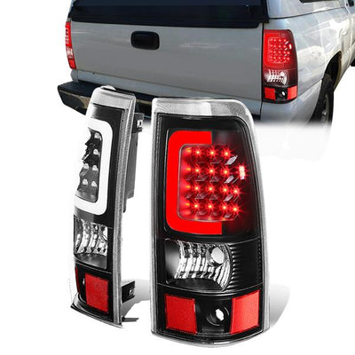3D LED C-Bar Tail Lights(Black)<br>03-07 Silverado Sierra 1500 2500 3500 HD