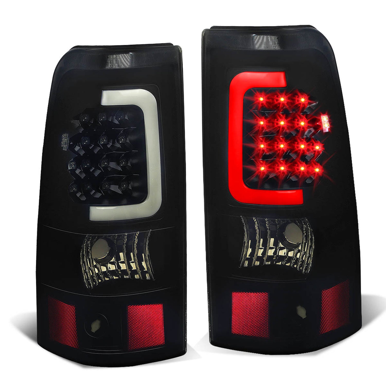 3D LED C-Bar Tail Lights(Tinted)<br>03-07 Silverado Sierra 1500 2500 3500 HD