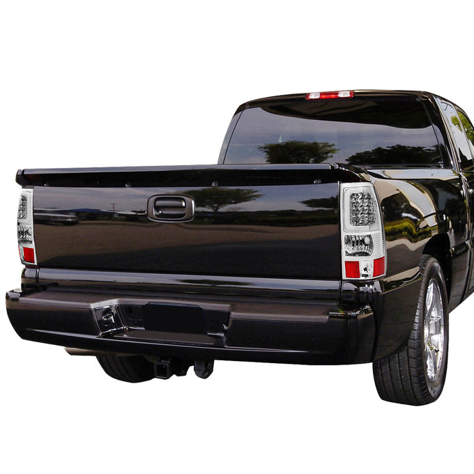 D-Motoring - Tail lights - 3D LED C-Bar - Chrome Housing - Clear Lens - Plug-n-Play - Pair - Chevy Silverado 1500 / 2500 / 3500 / GMC Sierra 1500 / 2500 / 3500 - 7