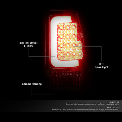 D-Motoring - Tail lights - 3D LED C-Bar - Chrome Housing - Clear Lens - Plug-n-Play - Pair - Chevy Silverado 1500 / 2500 / 3500 / GMC Sierra 1500 / 2500 / 3500 - 2