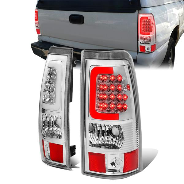 3D LED C-Bar Tail Lights(Chrome)<br>03-07 Silverado Sierra 1500 2500 3500 HD