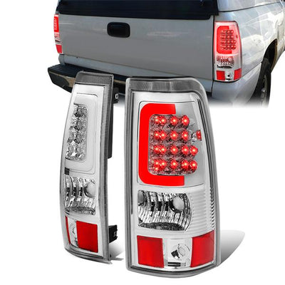 3D LED C-Bar Tail Lights(Chrome)<br>03-07 Silverado Sierra 1500 2500 3500 HD
