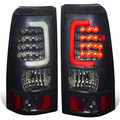 D-Motoring - Tail lights - 3D LED C-Bar - Chrome Housing - Smoked Lens - Plug-n-Play - Pair - Chevy Silverado 1500 / 2500 / 3500 / GMC Sierra 1500 / 2500 / 3500 - 1