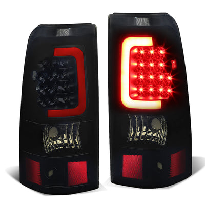 D-Motoring - Tail lights - 3D LED Red Bar - Black Housing - Smoked Lens - Plug-n-Play - Pair - Chevy Silverado 1500 / 2500 / 3500 / GMC Sierra 1500 / 2500 / 3500 - 1
