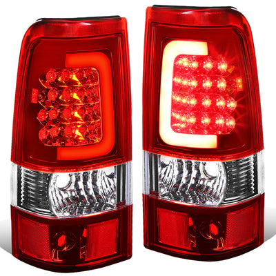 D-Motoring - Tail lights - 3D LED Red Bar - Chrome Housing - Red lens - Plug-n-Play - Pair - Chevy Silverado 1500 / 2500 / 3500 / GMC Sierra 1500 / 2500 / 3500 - 1