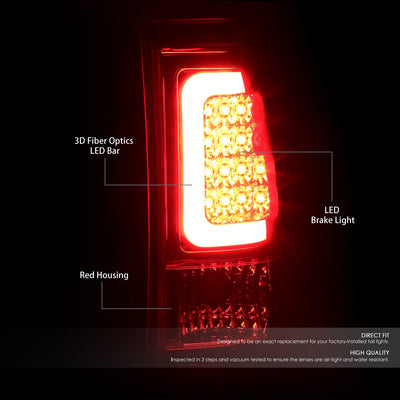D-Motoring - Tail lights - 3D LED Red Bar - Chrome Housing - Red lens - Plug-n-Play - Pair - Chevy Silverado 1500 / 2500 / 3500 / GMC Sierra 1500 / 2500 / 3500 - 2