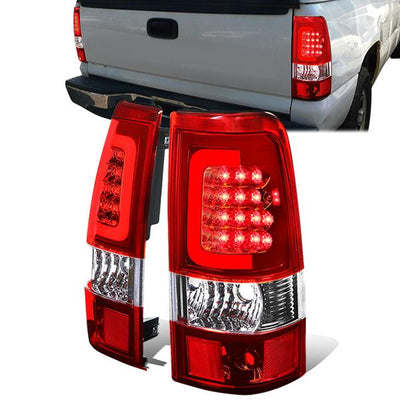 LED Red C-Bar Tail Lights(Red)<br>03-07 Silverado Sierra 1500 2500 3500 HD