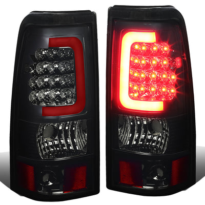 D-Motoring - Tail lights - 3D LED Red Bar - Chrome Housing - Smoked Lens - Plug-n-Play - Pair - Chevy Silverado 1500 / 2500 / 3500 / GMC Sierra 1500 / 2500 / 3500 - 1