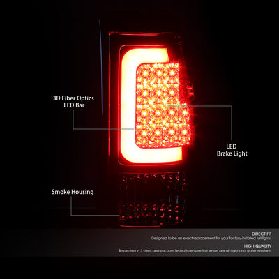 D-Motoring - Tail lights - 3D LED Red Bar - Chrome Housing - Smoked Lens - Plug-n-Play - Pair - Chevy Silverado 1500 / 2500 / 3500 / GMC Sierra 1500 / 2500 / 3500 - 2