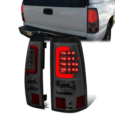 LED Red C-Bar Tail Lights(Chrome,Smoked)<br>03-07 Silverado Sierra 1500 2500 3500 HD