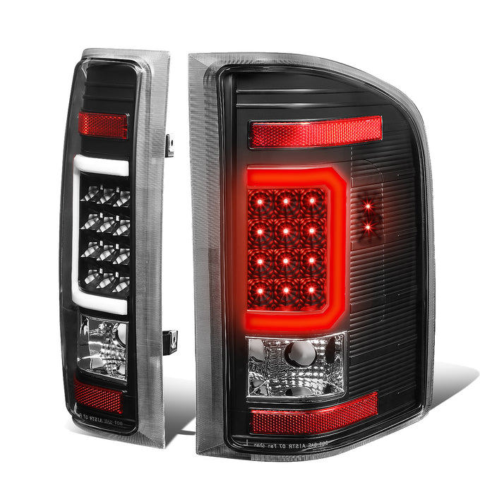 D-Motoring - Tail lights - C-Shape 3D LED - Black Housing - Clear lens - Plug-n-Play - Pair - Chevy Silverado 1500 / 2500 HD / 3500 HD / GMC Sierra 1500 / 2500 HD / 3500 HD - 1