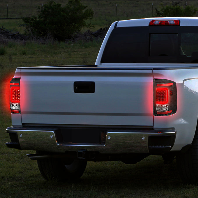 D-Motoring - Tail lights - C-Shape 3D LED - Black Housing - Clear lens - Plug-n-Play - Pair - Chevy Silverado 1500 / 2500 HD / 3500 HD / GMC Sierra 1500 / 2500 HD / 3500 HD - 7