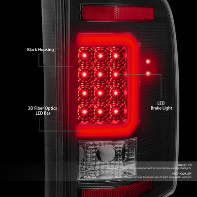 D-Motoring - Tail lights - C-Shape 3D LED - Black Housing - Clear lens - Plug-n-Play - Pair - Chevy Silverado 1500 / 2500 HD / 3500 HD / GMC Sierra 1500 / 2500 HD / 3500 HD - 2