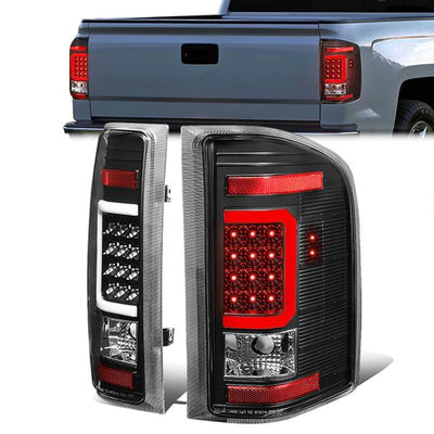3D LED C-Bar Tail Lights(Black)<br>07-14 Chevy Silverado 1500 2500HD 3500HD