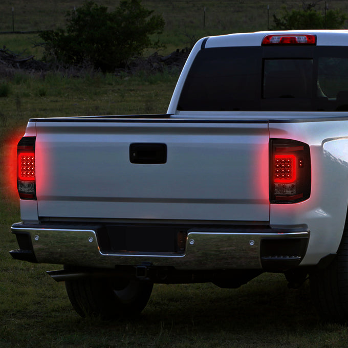 D-Motoring - Tail lights - C-Shape 3D LED - Smoked Lens - Plug-n-Play - Pair - Chevy Silverado 1500 / 2500 HD / 3500 HD / GMC Sierra 1500 / 2500 HD / 3500 HD - 7