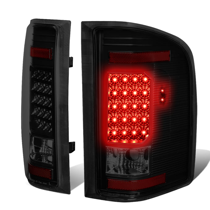 D-Motoring - Tail lights - LED - Black Housing - Smoked Lens - Plug-n-Play - Pair - Chevy Silverado 1500 / 2500 HD / 3500 HD / GMC Sierra 1500 / 2500 HD / 3500 HD - 1