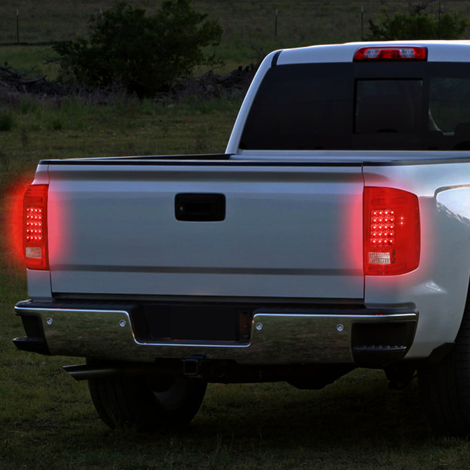 D-Motoring - Tail lights - LED - Red Lens - Plug-n-Play - Pair - Chevy Silverado 1500 / 2500 HD / 3500 HD / GMC Sierra 1500 / 2500 HD / 3500 HD - 7