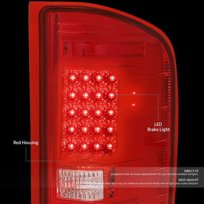 D-Motoring - Tail lights - LED - Red Lens - Plug-n-Play - Pair - Chevy Silverado 1500 / 2500 HD / 3500 HD / GMC Sierra 1500 / 2500 HD / 3500 HD - 2