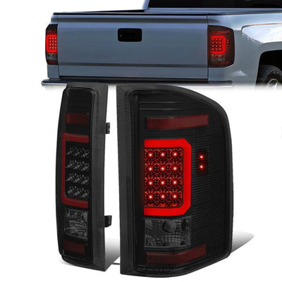 LED Red C-Bar Tail Lights(Tinted)<br>07-14 Chevy Silverado 1500 2500HD 3500HD