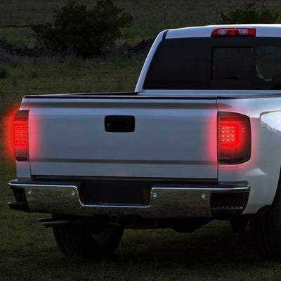 D-Motoring - Tail lights - Red C-Shape 3D LED - Smoked Lens - Plug-n-Play - Pair - Chevy Silverado 1500 / 2500 HD / 3500 HD / GMC Sierra 1500 / 2500 HD / 3500 HD - 7
