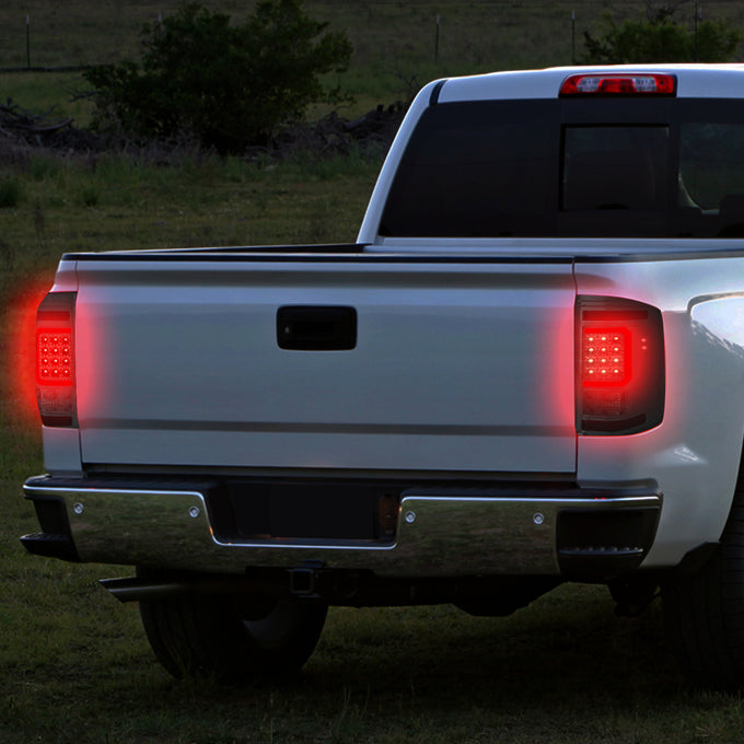 D-Motoring - Tail lights - Red C-Shape 3D LED - Smoked Lens - Plug-n-Play - Pair - Chevy Silverado 1500 / 2500 HD / 3500 HD / GMC Sierra 1500 / 2500 HD / 3500 HD - 7