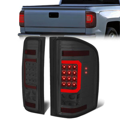 LED Red C-Bar Tail Lights(Smoked)<br>07-14 Chevy Silverado 1500 2500HD 3500HD