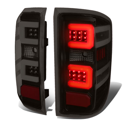 D-Motoring - 14-17 Chevy Silverado/GMC Sierra  Tail Lights - 3D LED Bar - Black Housing - Smoked Lens - Plug-n-play - Pair - 1